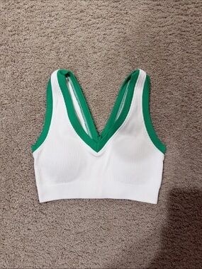 aerie White Bralette with Green Trim